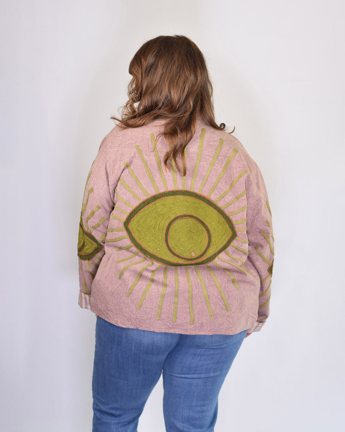XL - Extended Sized - Evil Eye Suzani Embroidered Canvas Jacket/Cardigan -01