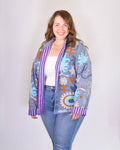 XL - Extended Sized - Suzani Embroidered Canvas Jacket/Cardigan -05