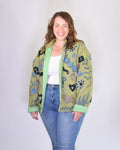 XL - Extended Sized - Suzani Embroidered Canvas Jacket/Cardigan -04