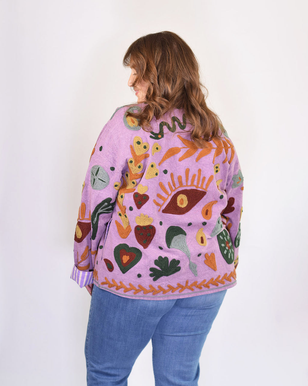 XL - Extended Sized - Suzani Embroidered Canvas Jacket/Cardigan -01