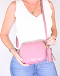 Italian Leather Crossbody Purse - Mauve
