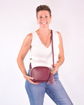 Italian Leather Crossbody Purse - Plum
