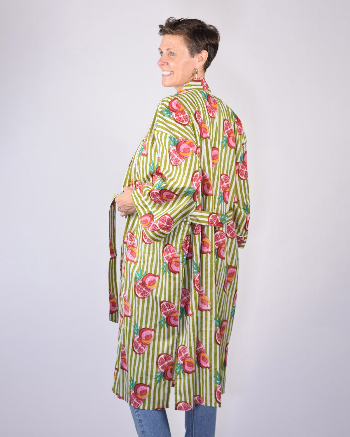 Lightweight Cotton Robe / Kimono - Pomegranate Picnic