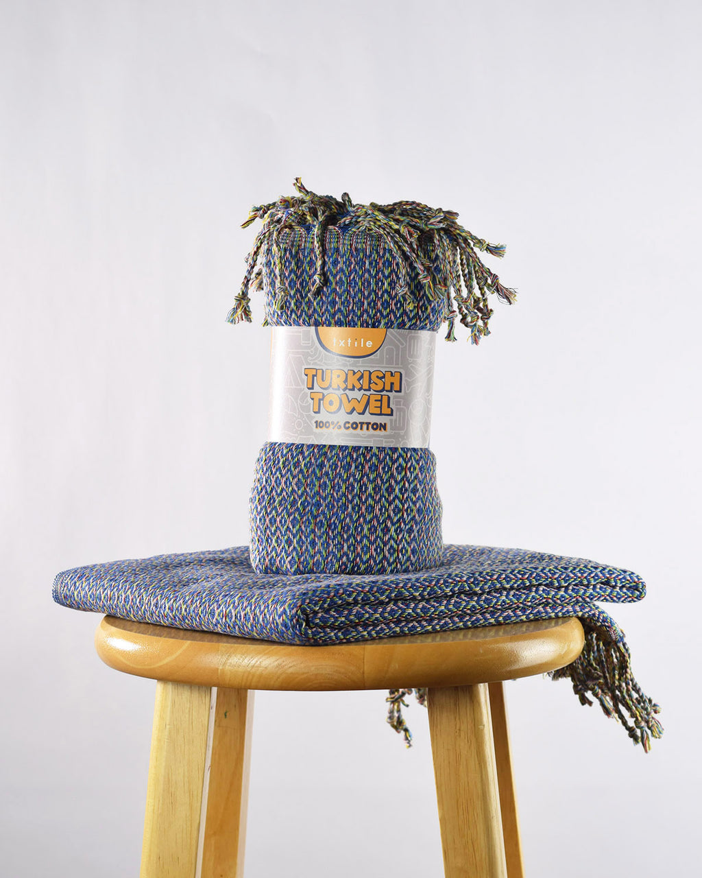 Organic Cotton Turkish Towel - Diamond Weave - Deep Blue
