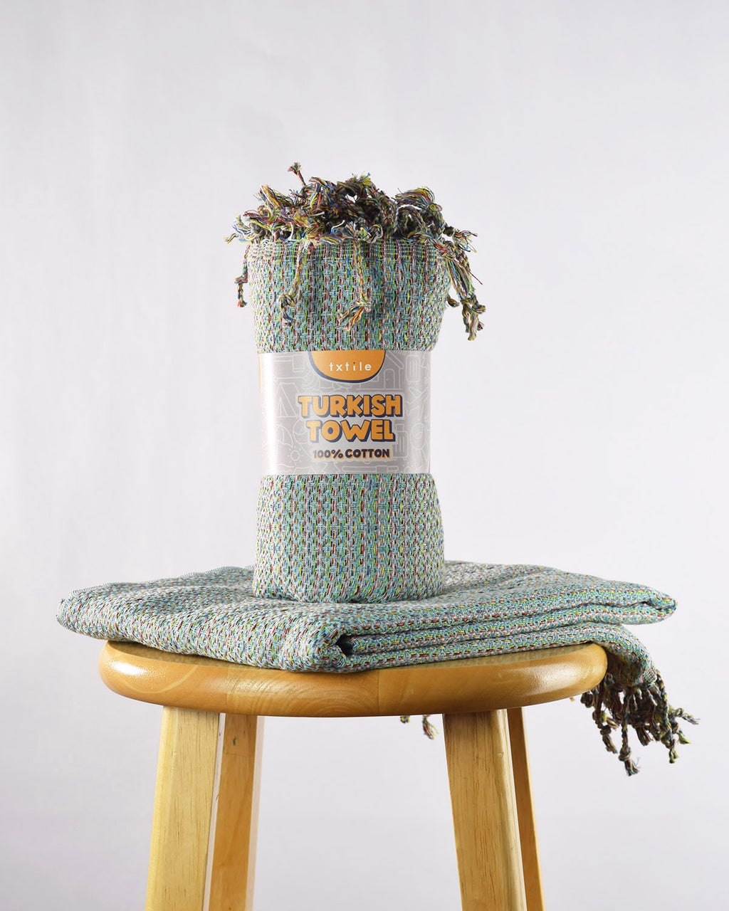 Organic Cotton Turkish Towel - Diamond Weave - Light Aqua