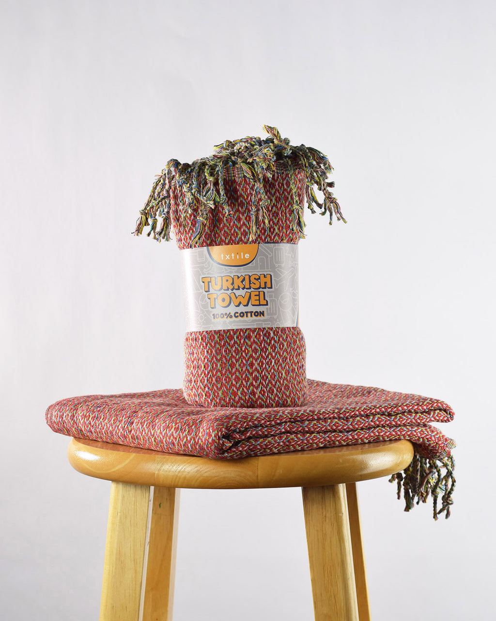 Organic Cotton Turkish Towel - Diamond Weave - Red
