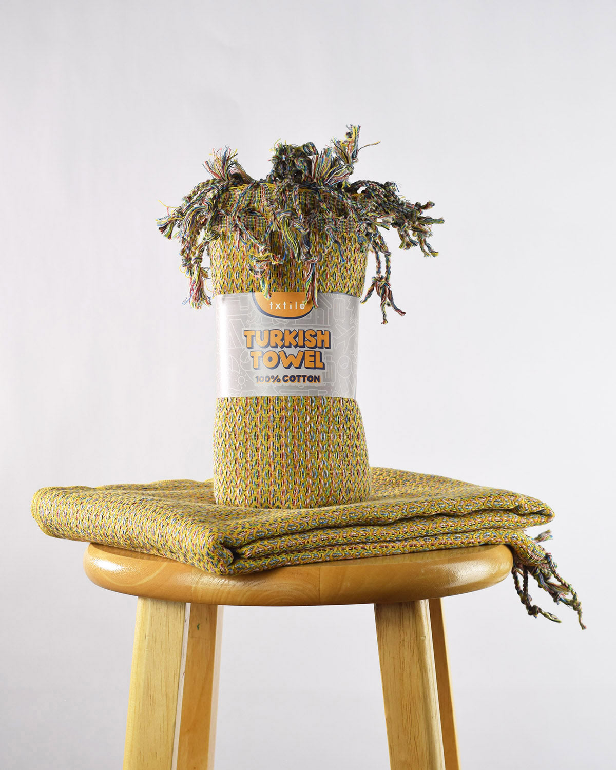 Organic Cotton Turkish Towel - Diamond Weave - Yellow Ochre