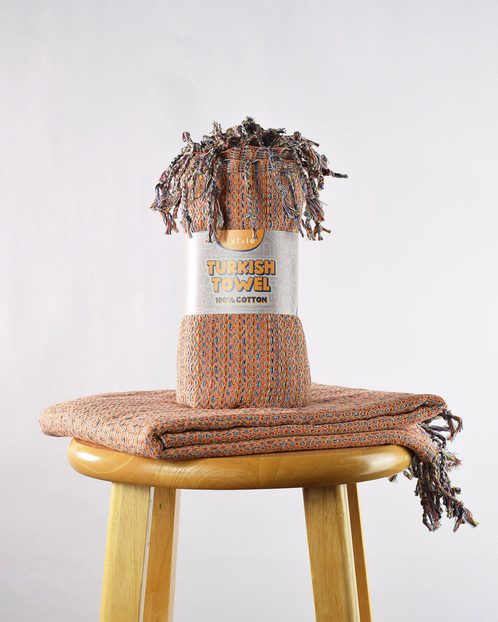 Organic Cotton Turkish Towel - Diamond Weave - Orange Crush