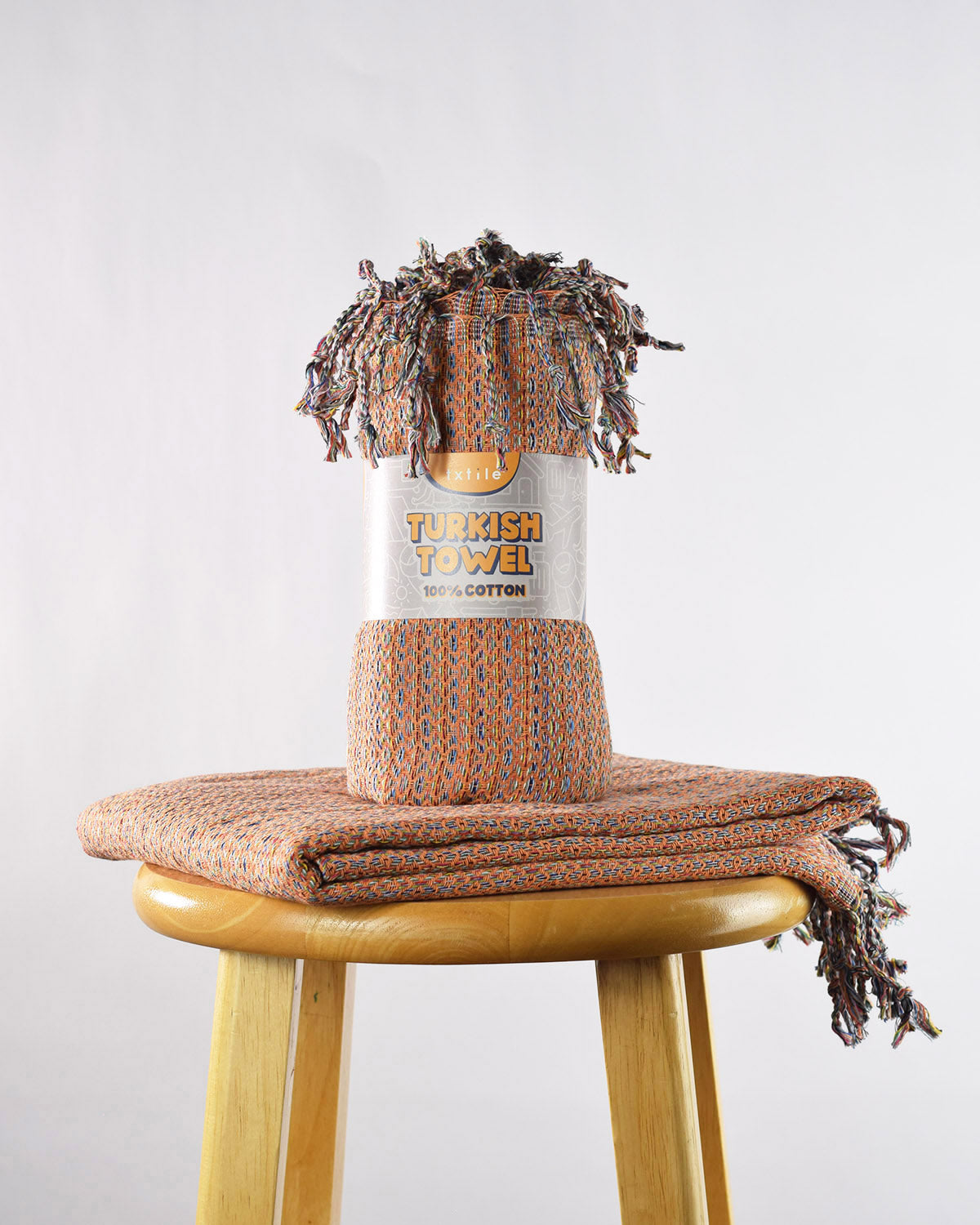 Organic Cotton Turkish Towel - Diamond Weave - Orange Crush