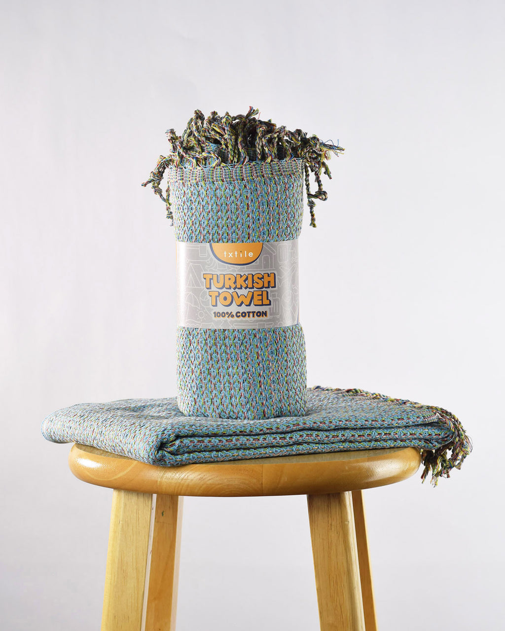 Organic Cotton Turkish Towel - Diamond Weave - Sky Blue