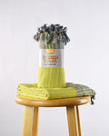 Organic Cotton Turkish Towel - Striped - Lemon Lime