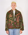 XL - Extended Sized - "Lovebirds" Suzani Embroidered Velvet Jacket/Cardigan - 02