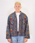 XL - Extended Sized - "Boho Blooms" Suzani Embroidered Velvet Jacket/Cardigan - 01