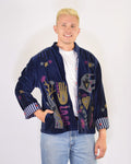 XL - Extended Sized - "Peace & Love" Suzani Embroidered Velvet Jacket/Cardigan - 03
