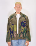 XL - Extended Sized - "Peace & Love" Suzani Embroidered Velvet Jacket/Cardigan - 04