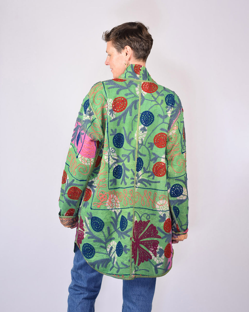 Frankie Long Quilted Reversible Patchwork Kantha Jacket - 03