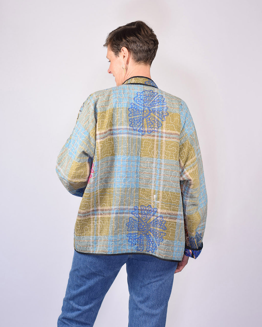 Charlie Oversized Quilted Reversible Patchwork Kantha Jacket - 14