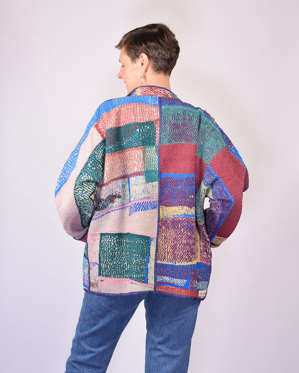 Charlie Extended / Oversized Fit - Quilted Reversible Patchwork Kantha Jacket - 07