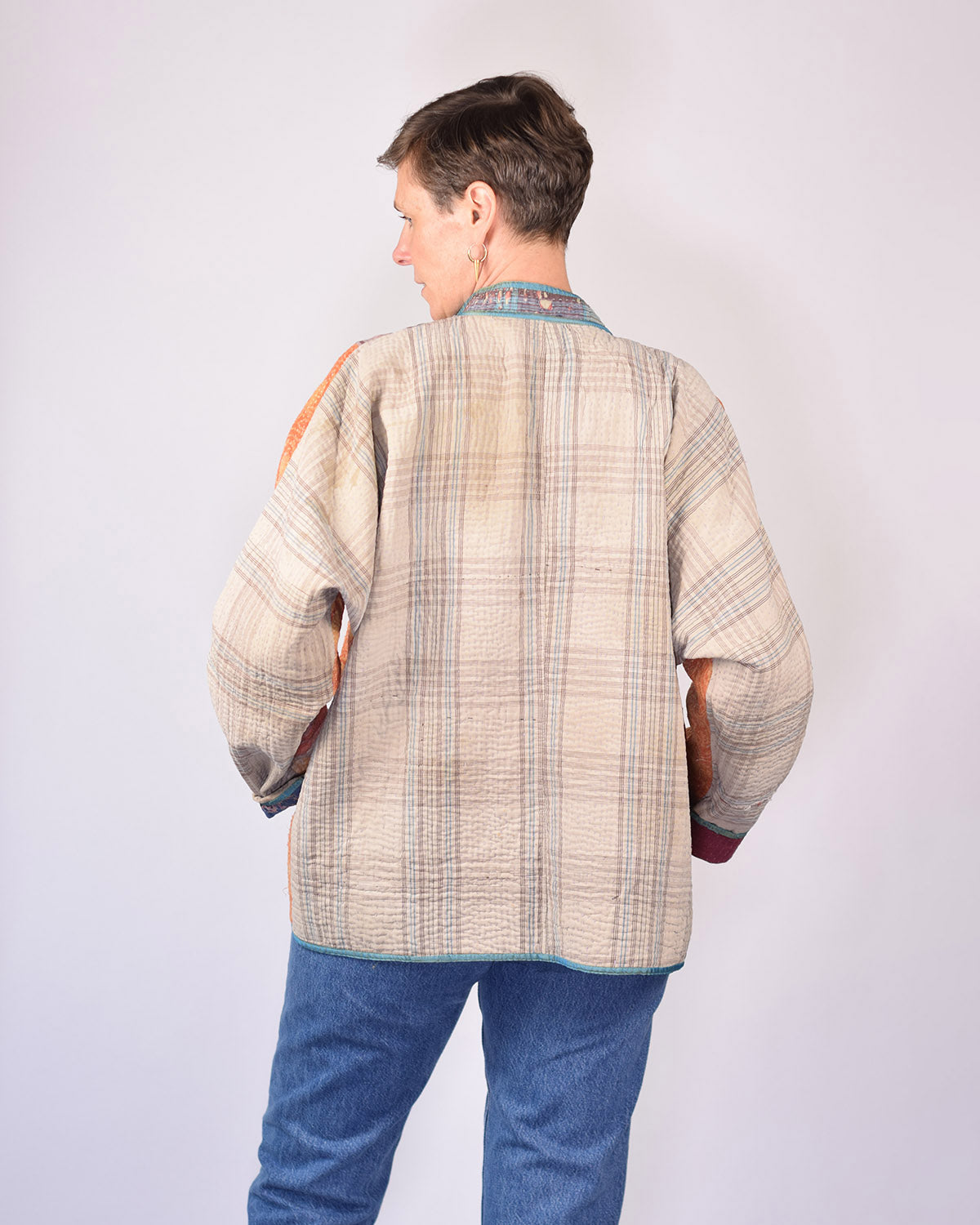 Charlie Extended / Oversized Fit - Quilted Reversible Patchwork Kantha Jacket - 18
