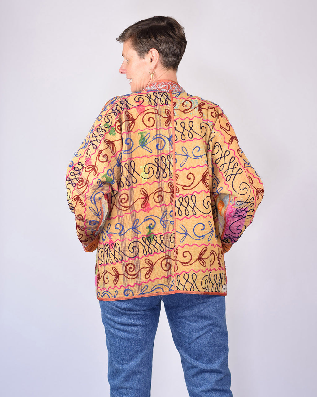 Charlie Extended / Oversized Fit - Quilted Reversible Patchwork Kantha Jacket - 09