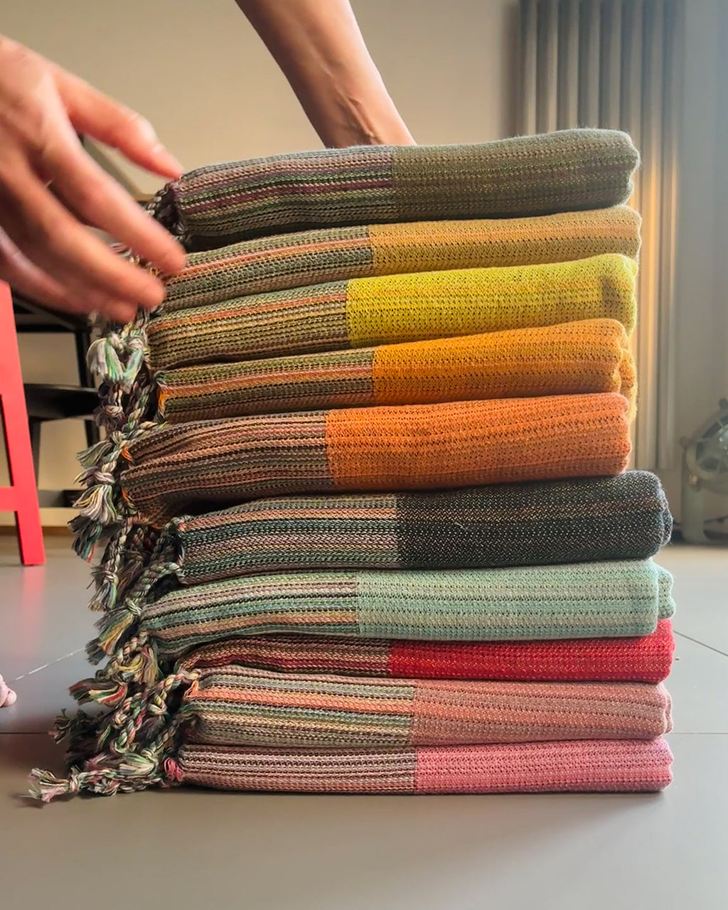 Organic Cotton Turkish Towel - Striped - Pink