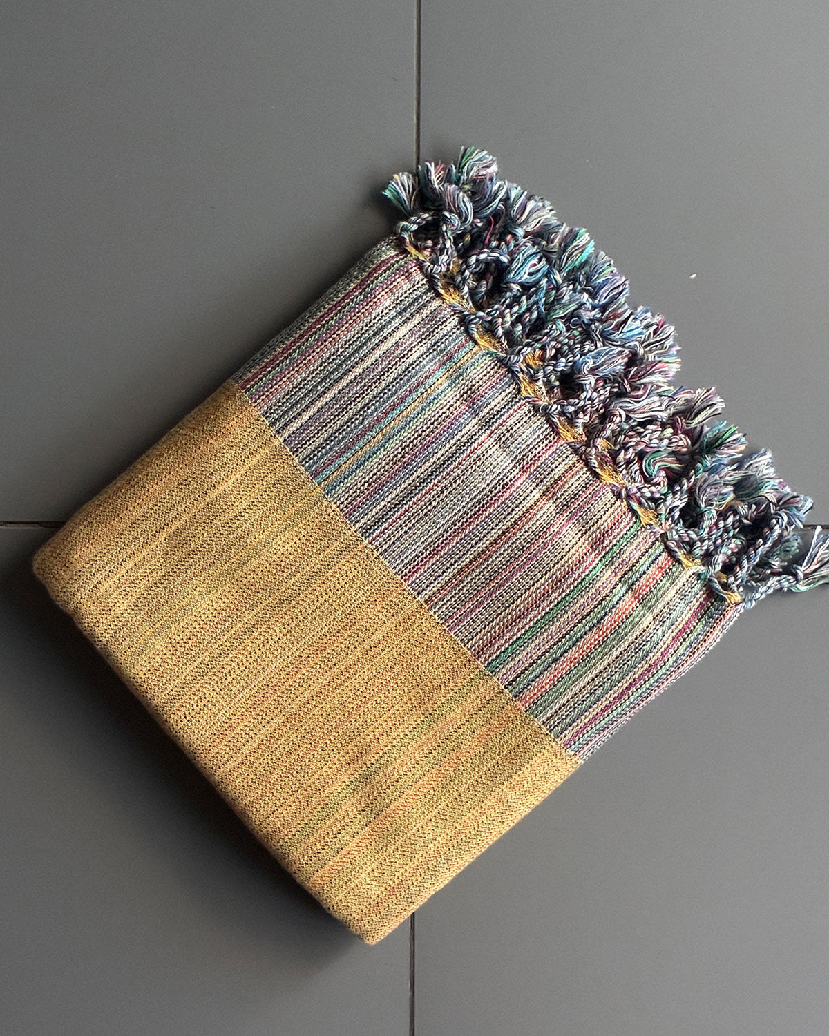 Organic Cotton Turkish Towel - Striped - Apricot