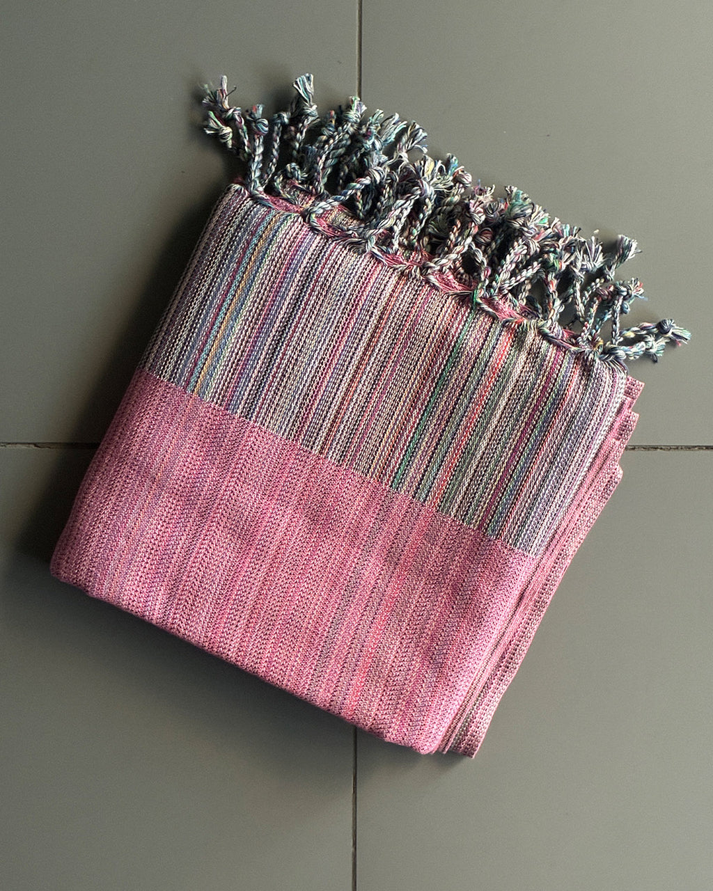 Organic Cotton Turkish Towel - Striped - Pink