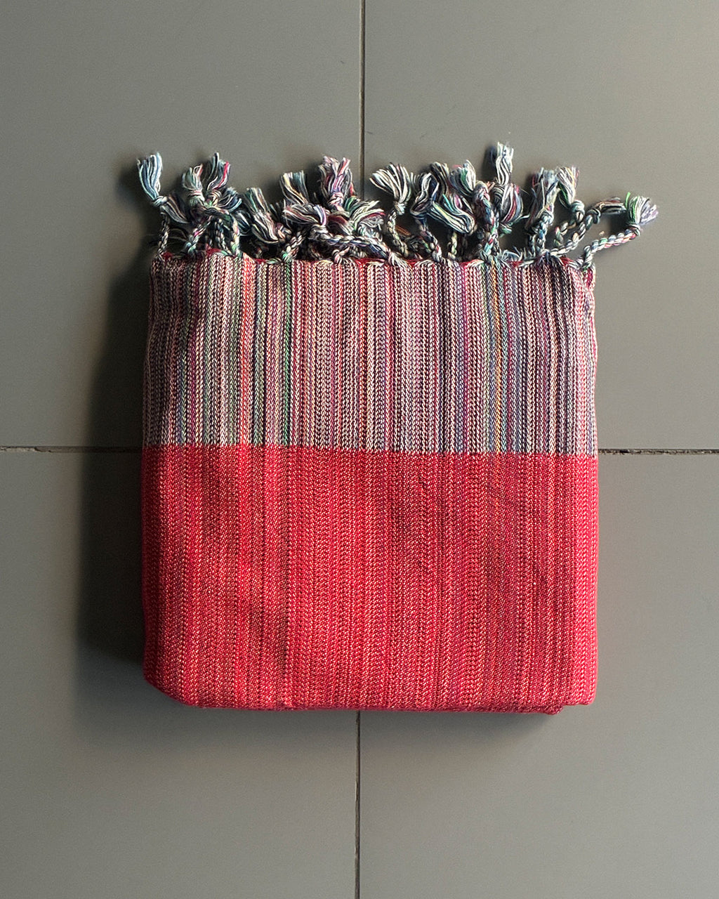 Organic Cotton Turkish Towel - Striped - Red