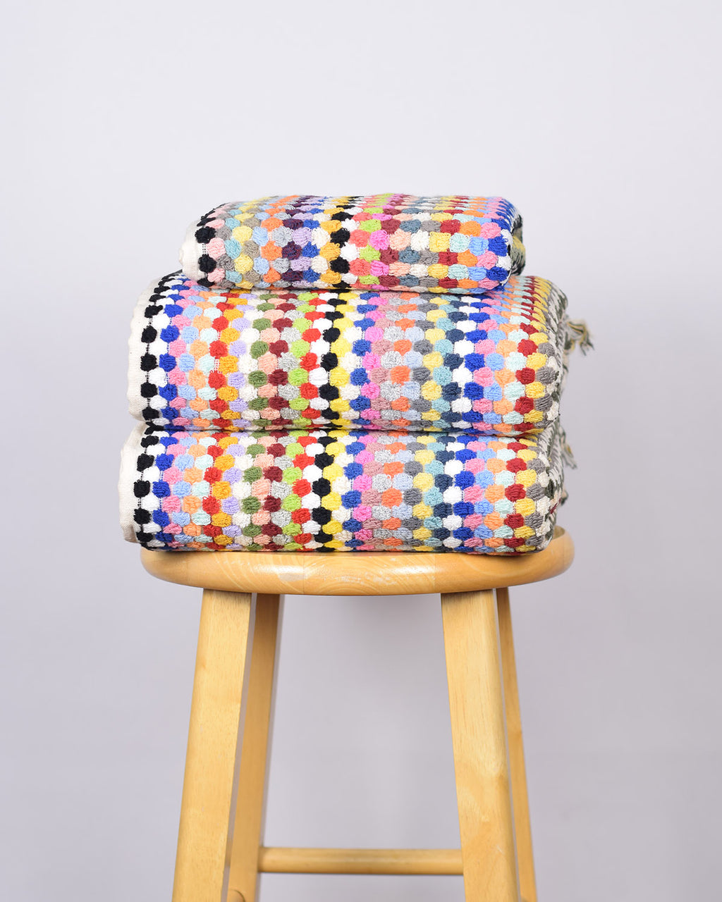 Luxury Turkish Terry Cloth Cotton Bath/Hand Towel - Rainbow Checkers