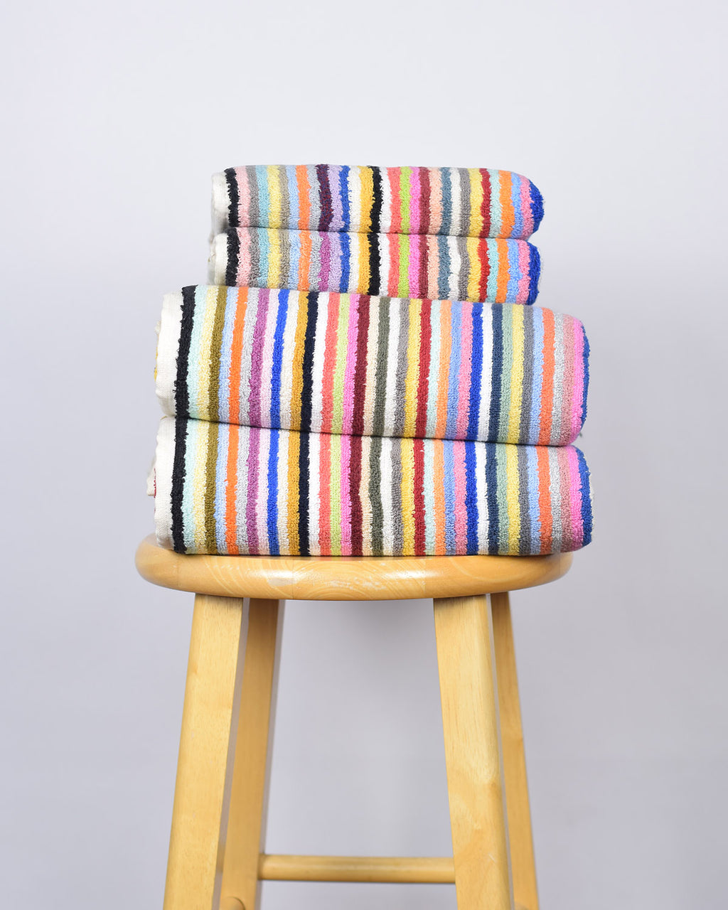 Luxury Turkish Terry Cloth Cotton Bath/Hand Towel - Rainbow Stripes