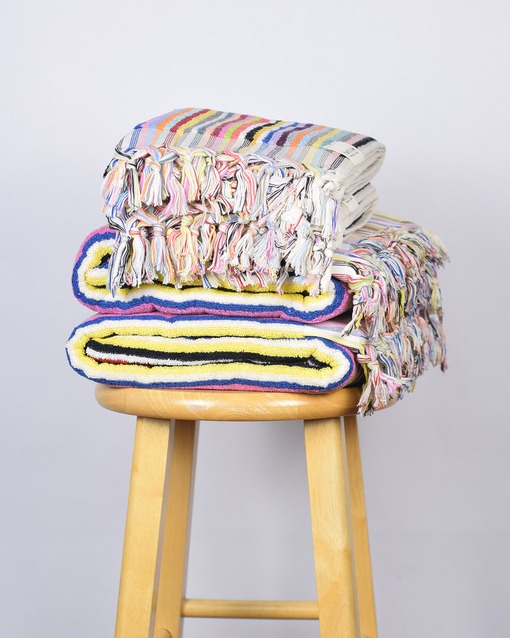 Luxury Turkish Terry Cloth Cotton Bath/Hand Towel - Rainbow Stripes