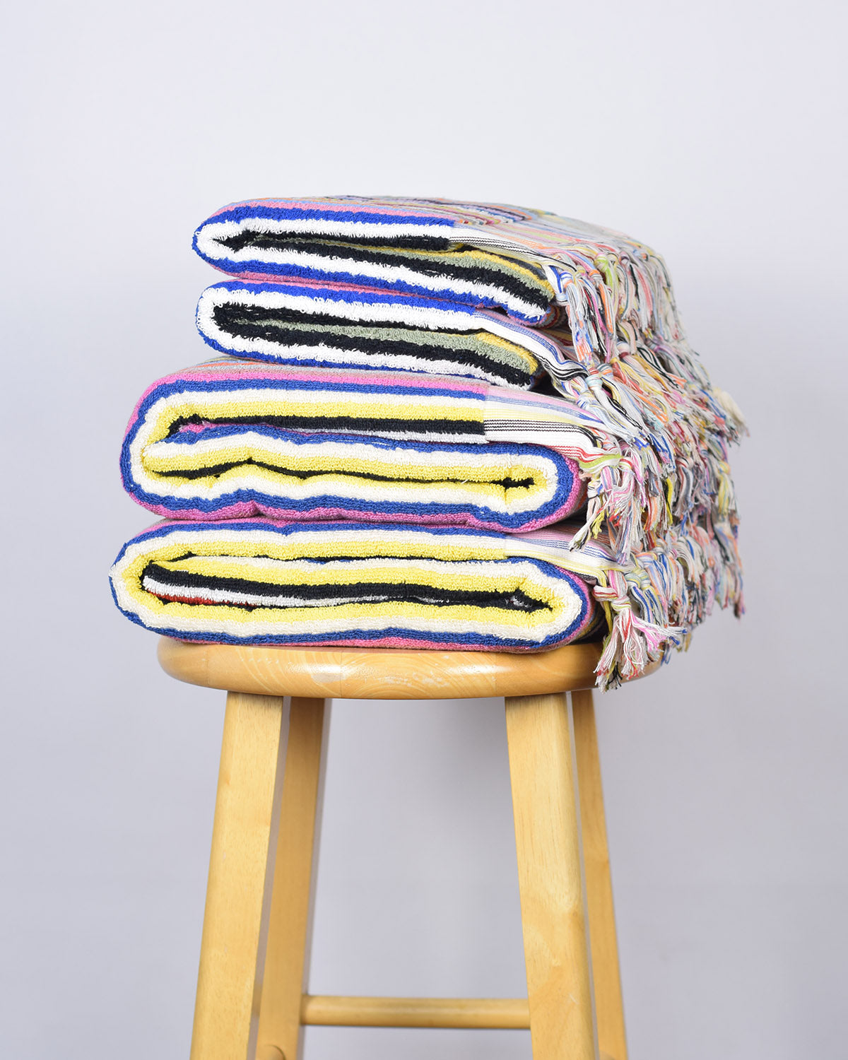 Luxury Turkish Terry Cloth Cotton Bath/Hand Towel - Rainbow Stripes