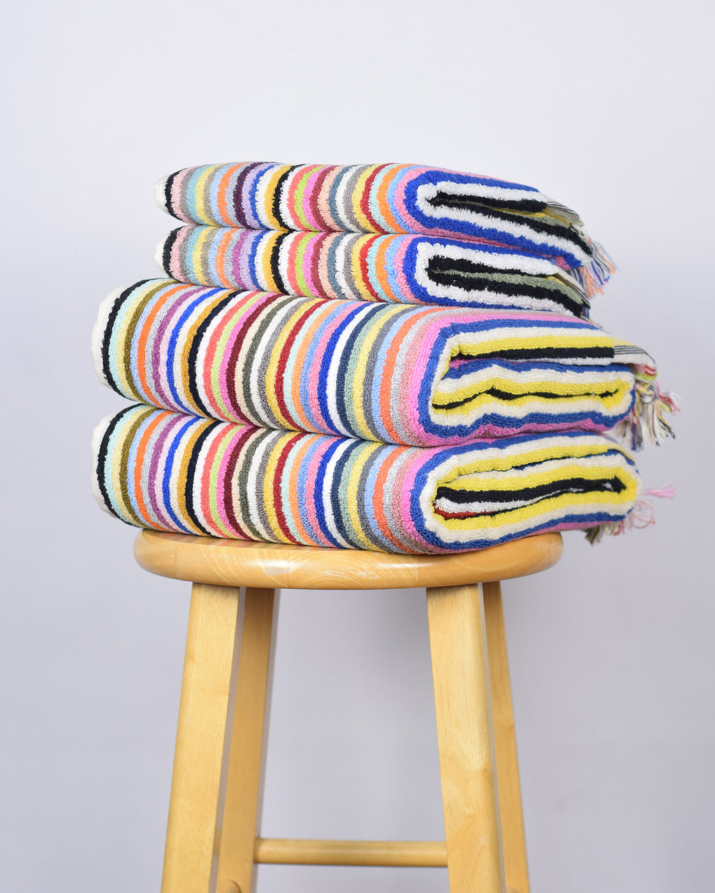 Luxury Turkish Terry Cloth Cotton Bath/Hand Towel - Rainbow Stripes