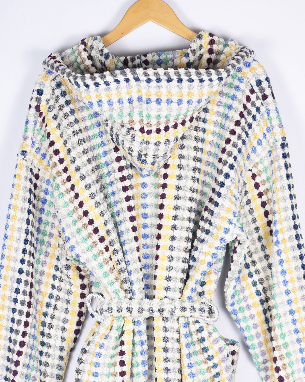 Organic Turkish Cotton Plush Hooded Terry Cloth Robe - Sunbeam Checkers