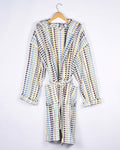 Organic Turkish Cotton Plush Hooded Terry Cloth Robe - Sunbeam Checkers
