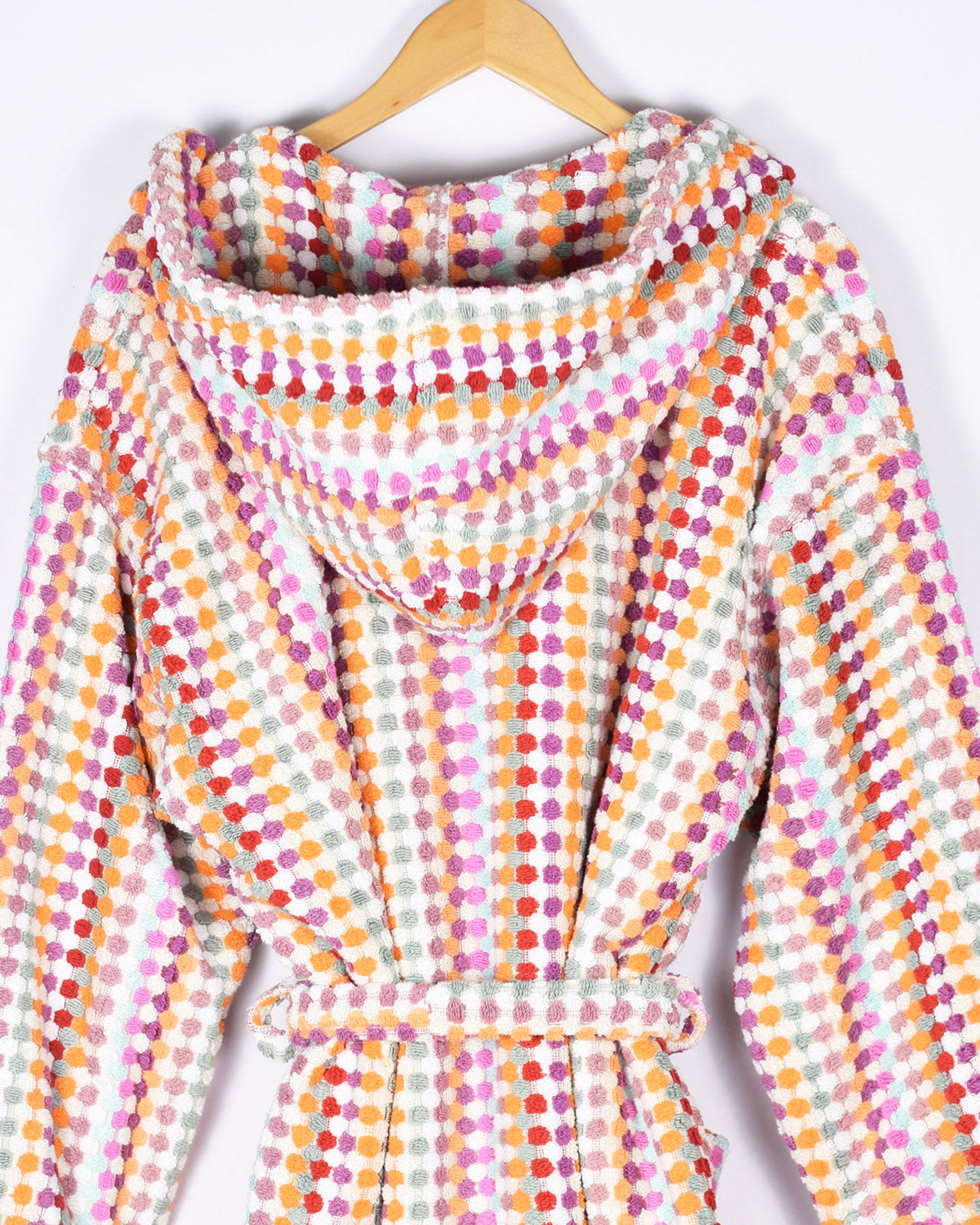 Organic Turkish Cotton Plush Hooded Terry Cloth Robe - Desert Checkers