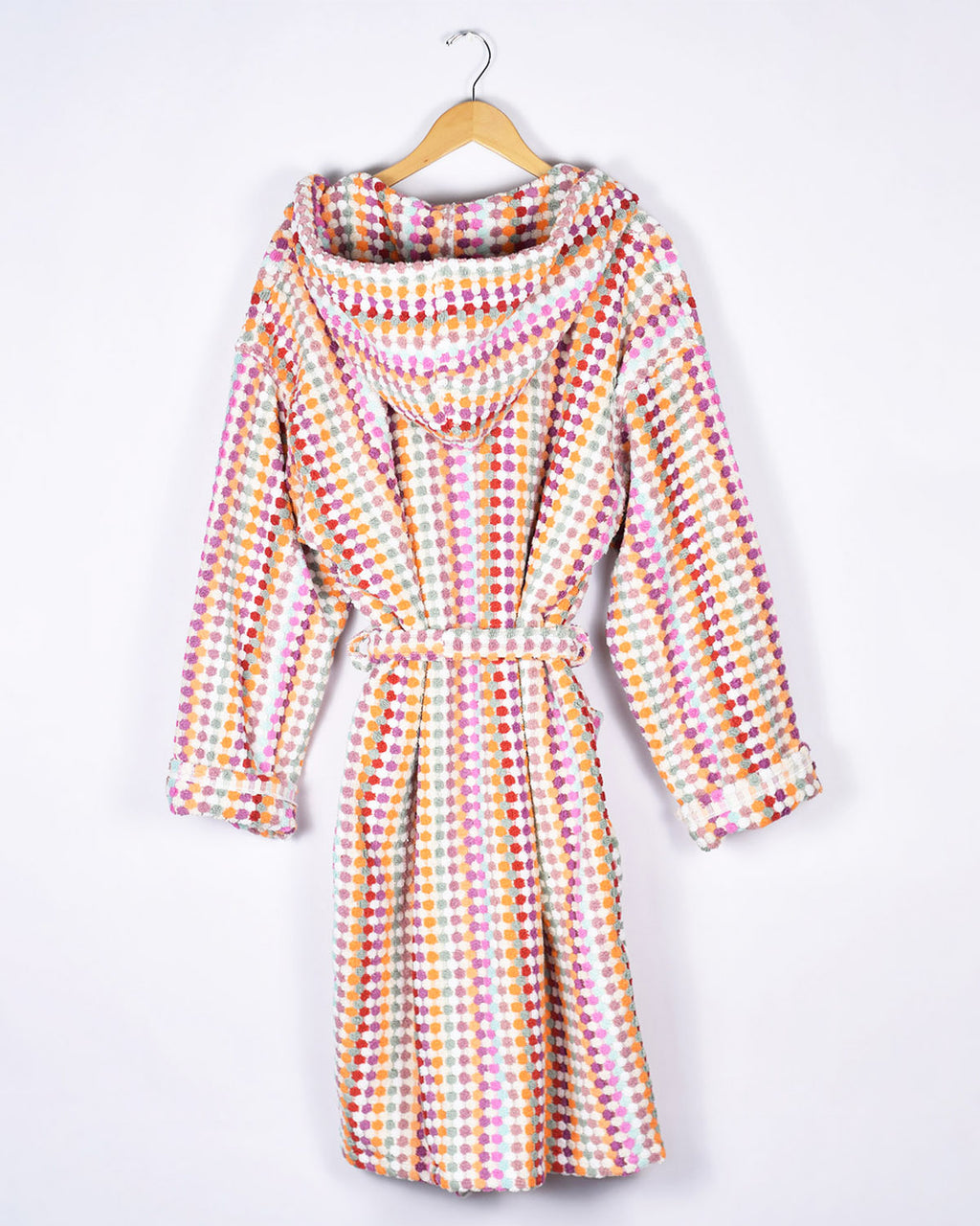 Organic Turkish Cotton Plush Hooded Terry Cloth Robe - Desert Checkers