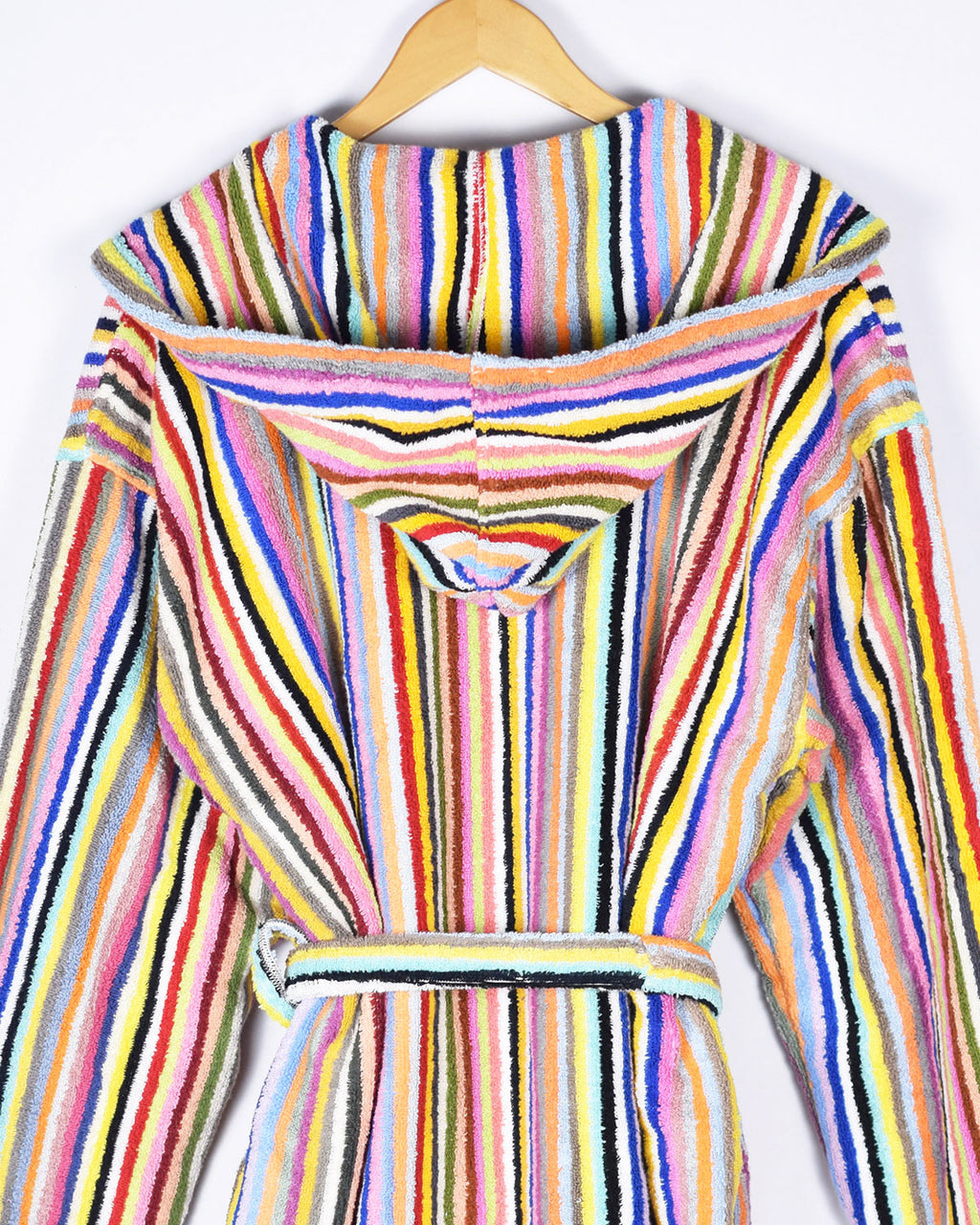 Organic Turkish Cotton Plush Hooded Terry Cloth Robe - Rainbow Stripes