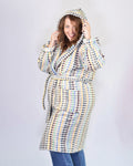 Turkish Cotton Plush Hooded Terry Cloth Robe - Extended / One Size - Sunbeam Checkers