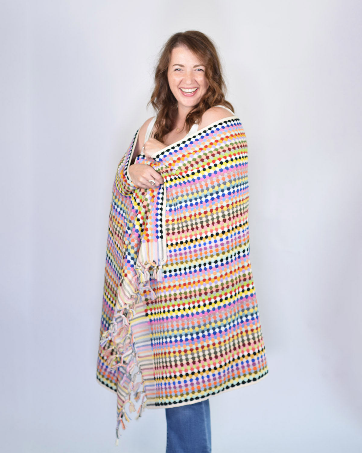 Luxury Turkish Terry Cloth Cotton Bath/Hand Towel - Rainbow Checkers