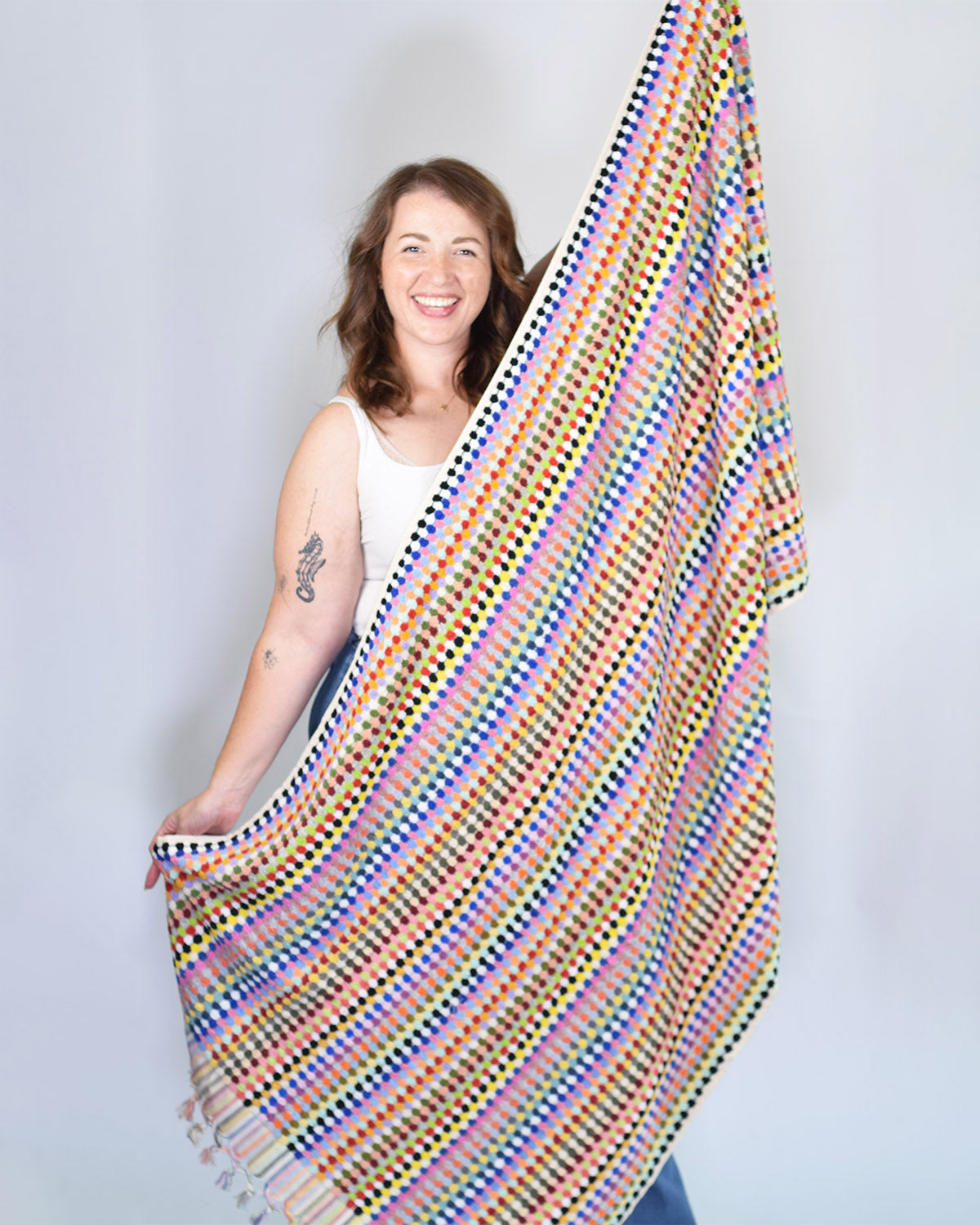 Luxury Turkish Terry Cloth Cotton Bath/Hand Towel - Rainbow Checkers