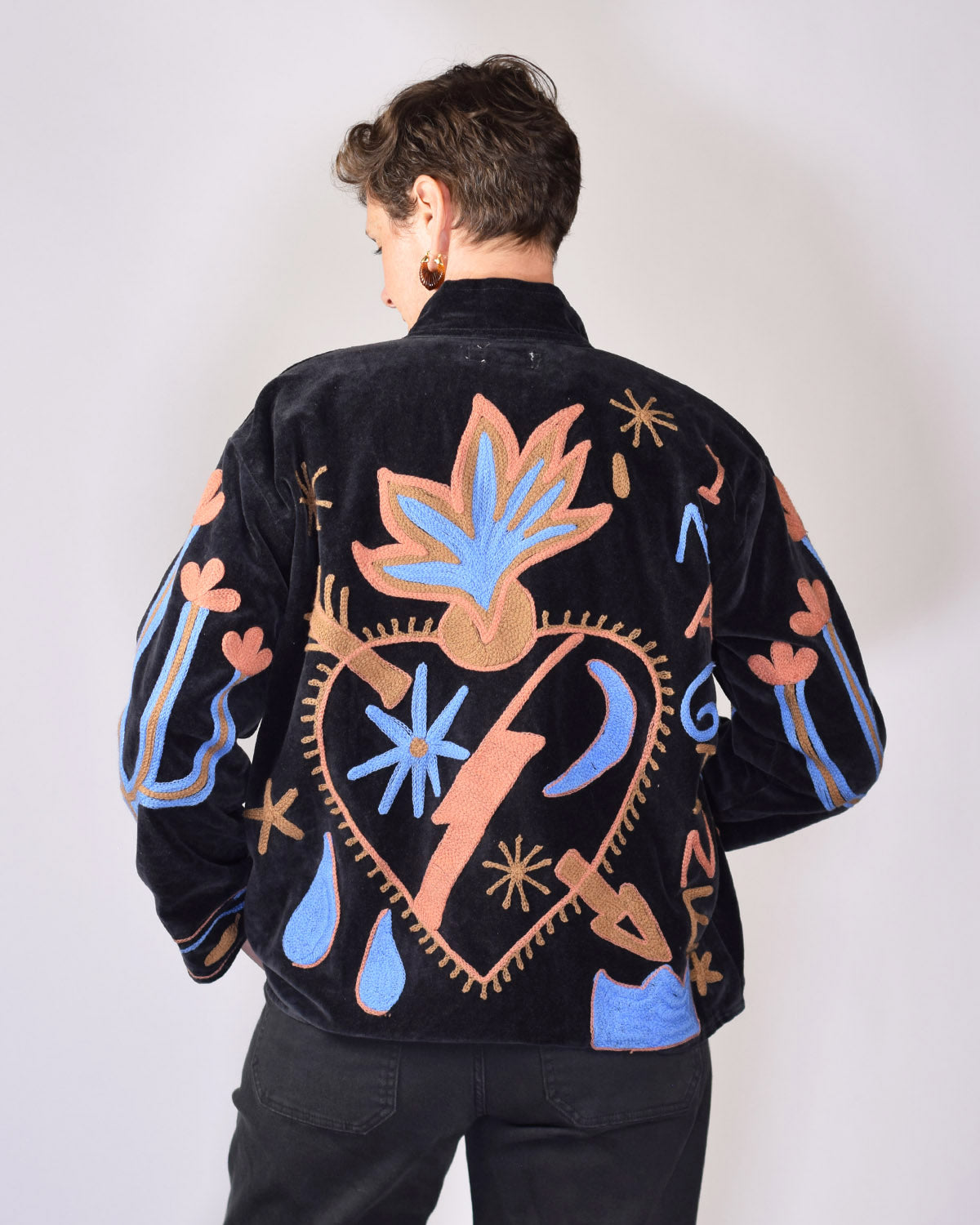 Me + You "Imagine" Embroidered Velvet Jacket - 02
