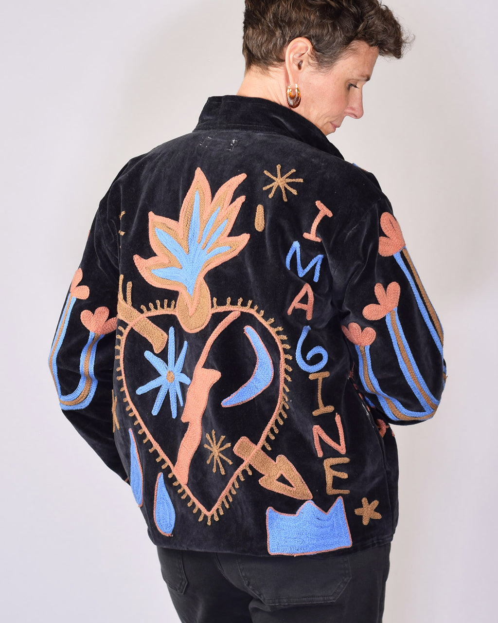 Me + You "Imagine" Embroidered Velvet Jacket - 02
