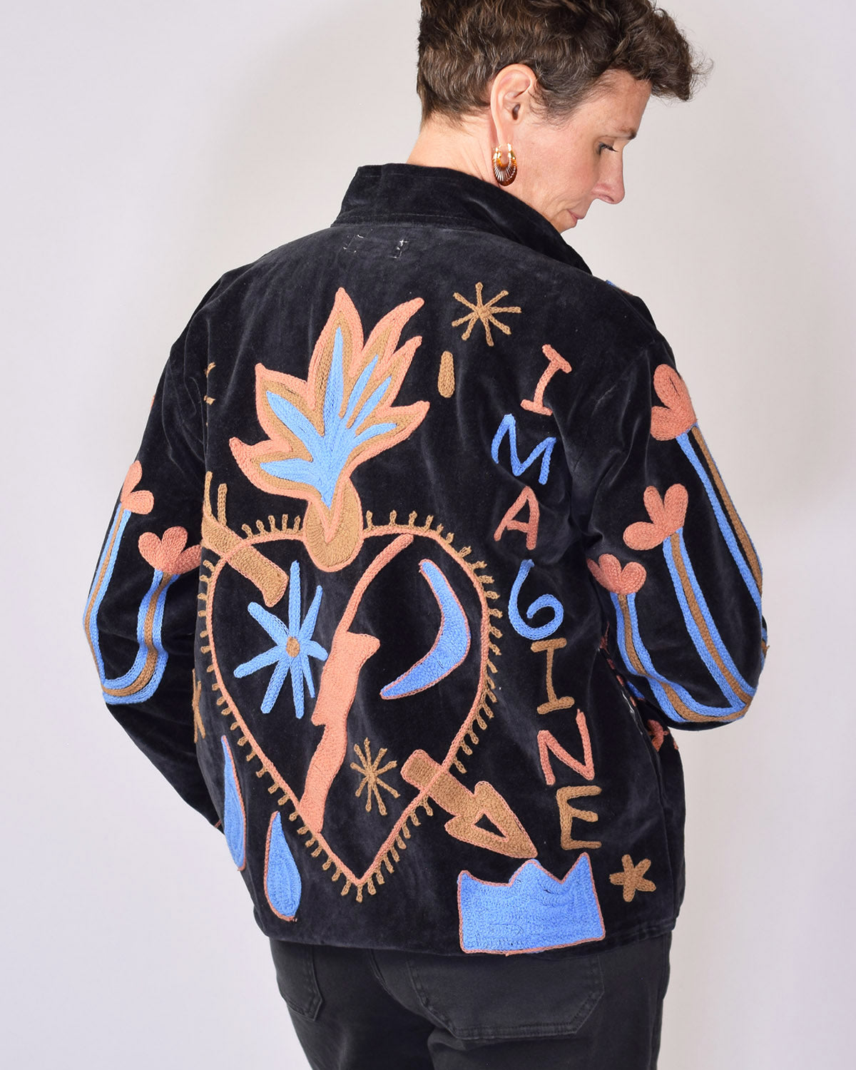 Me + You "Imagine" Embroidered Velvet Jacket - 02