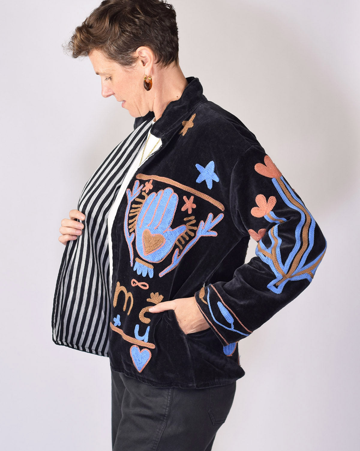 Me + You "Imagine" Embroidered Velvet Jacket - 02