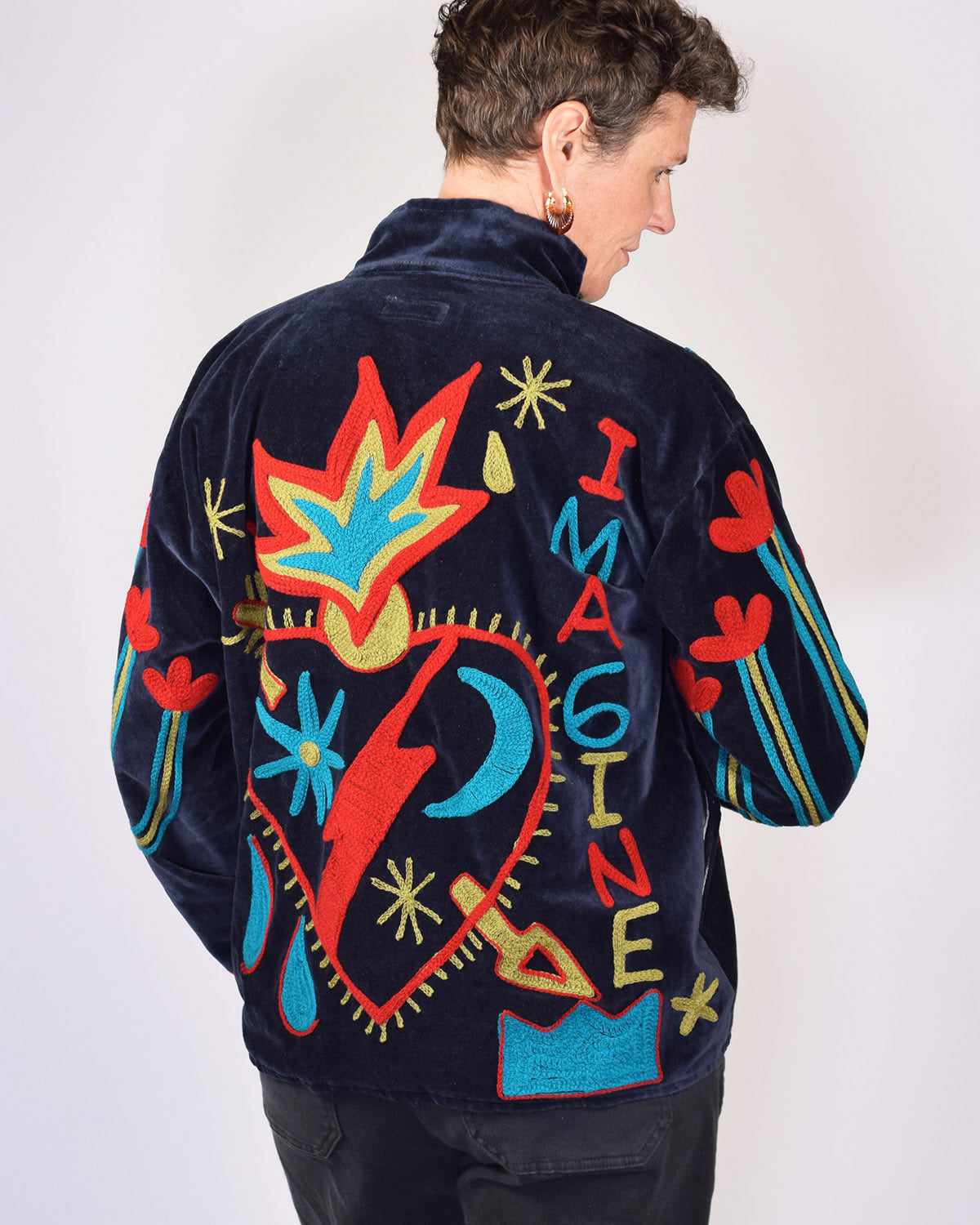 Me + You "Imagine" Embroidered Velvet Jacket - 01