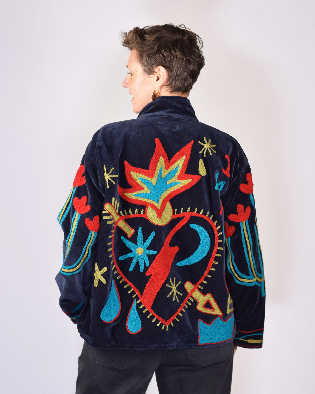 Me + You "Imagine" Embroidered Velvet Jacket - 01