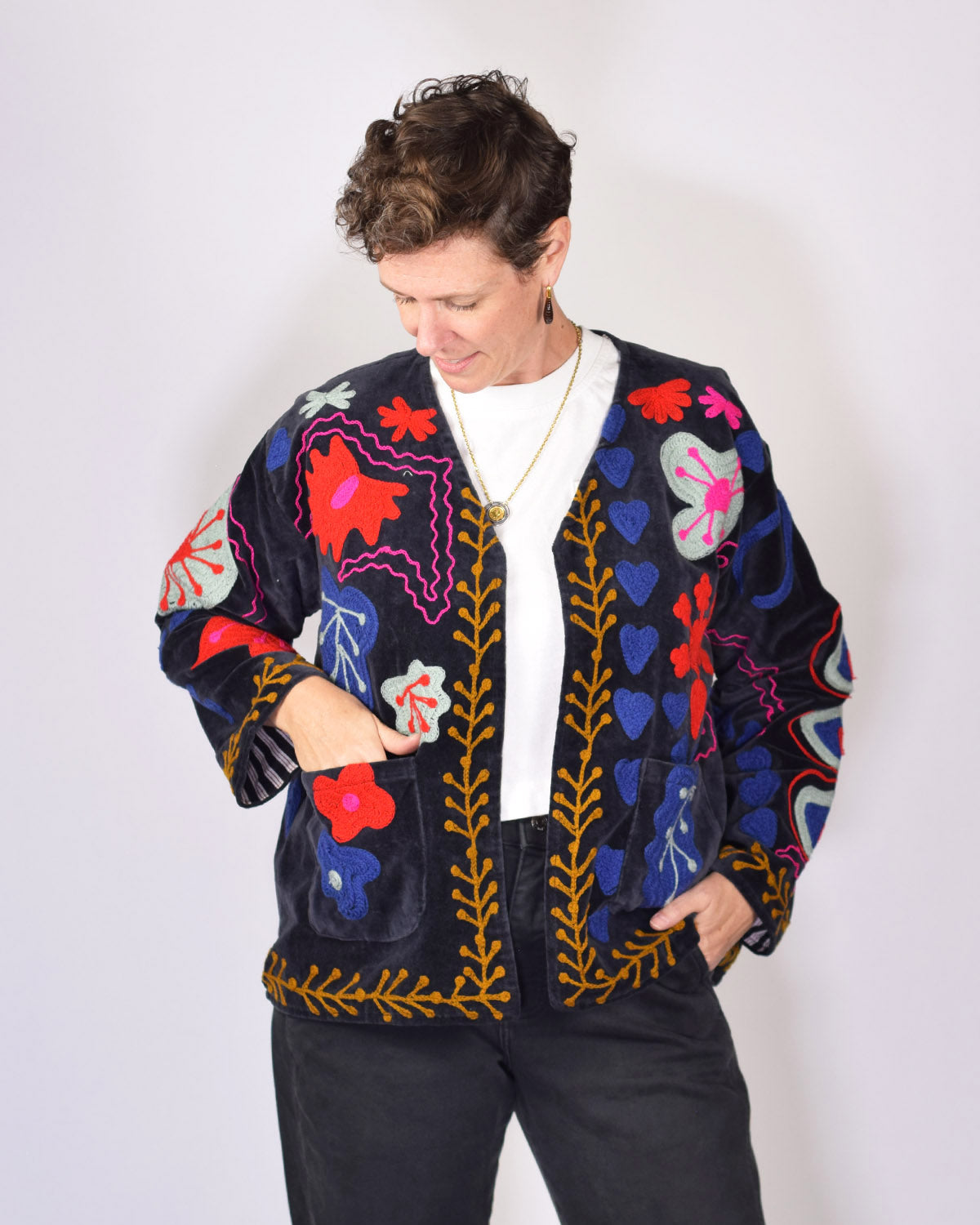 Embroidered Suzani Velvet Jacket - 08