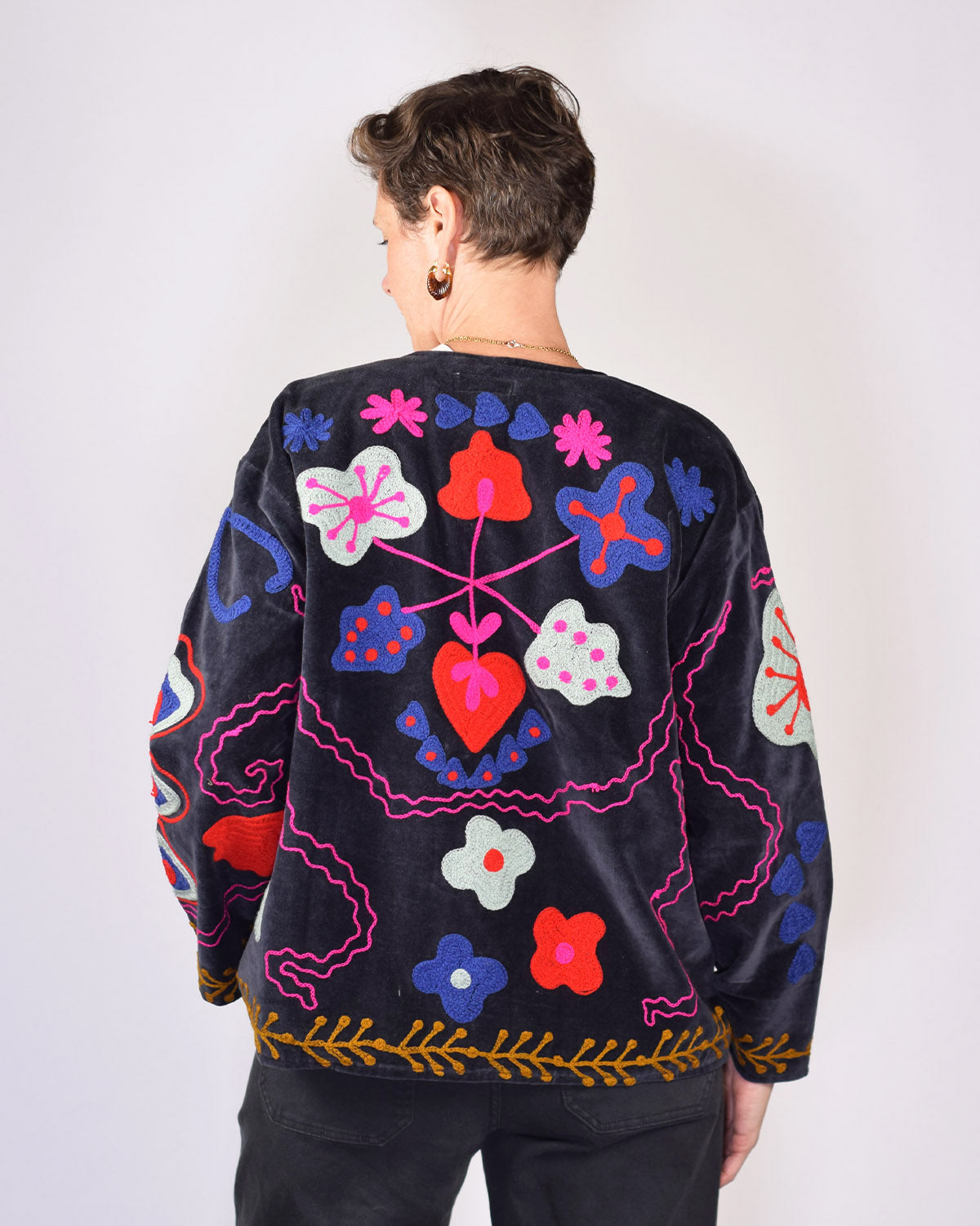 Embroidered Suzani Velvet Jacket - 08