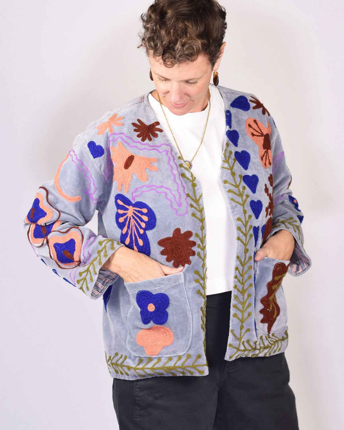 Embroidered Suzani Velvet Jacket - 05